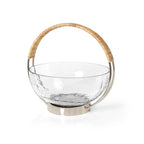 Bowl Vidro Com Alça Rattan 25cm