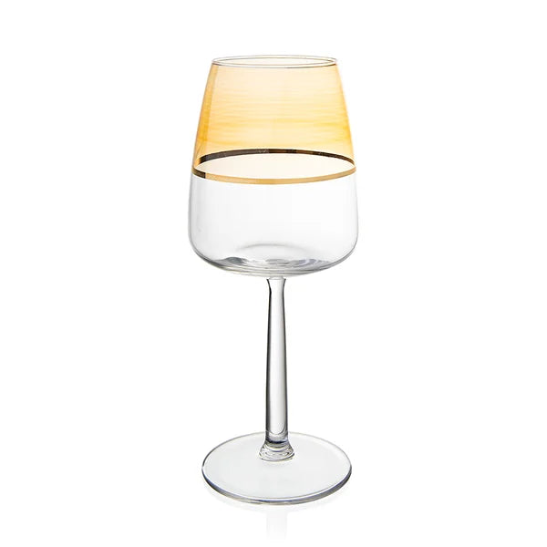 Taça Duo 430ml Ambar Filetado Ouro
