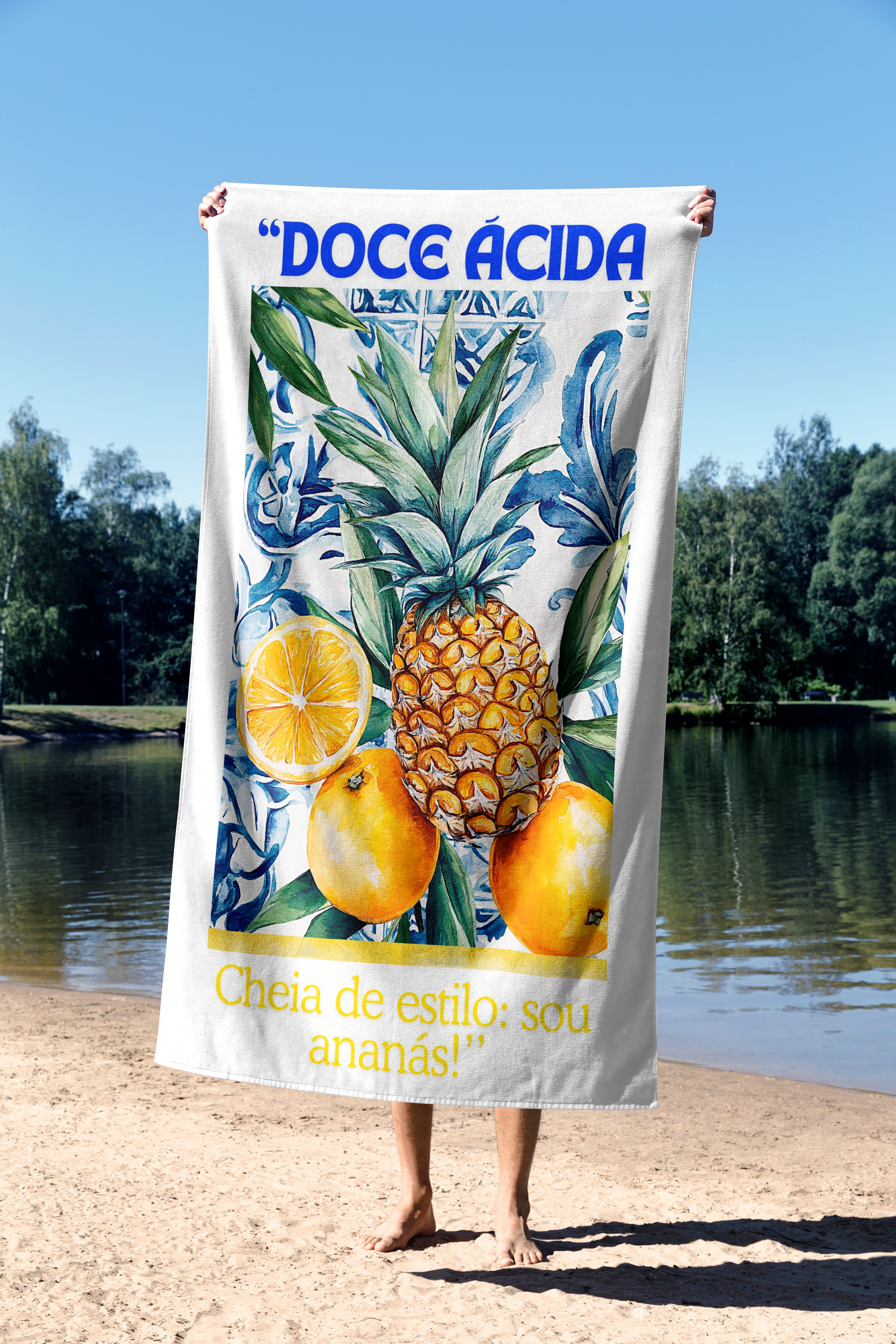 Toalha de Banho 1,40m x 0,70cm Coleção Abacaxi