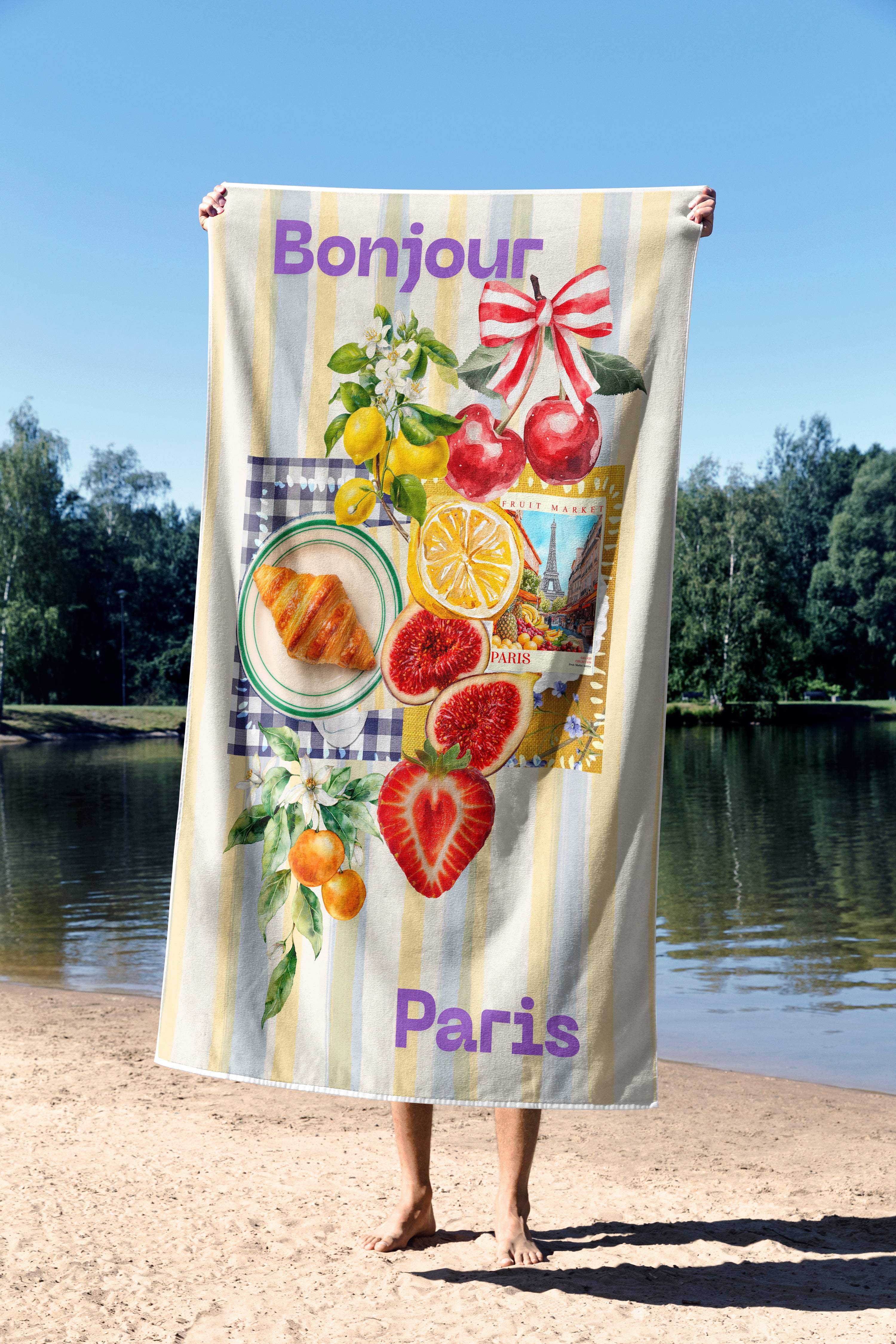 Toalha de Banho 1,40m x 0,70cm Coleção Bonjour Paris